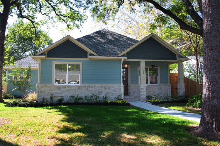 Exterior craftsman style home major remodel in Houston's Oak Forest neighborhood