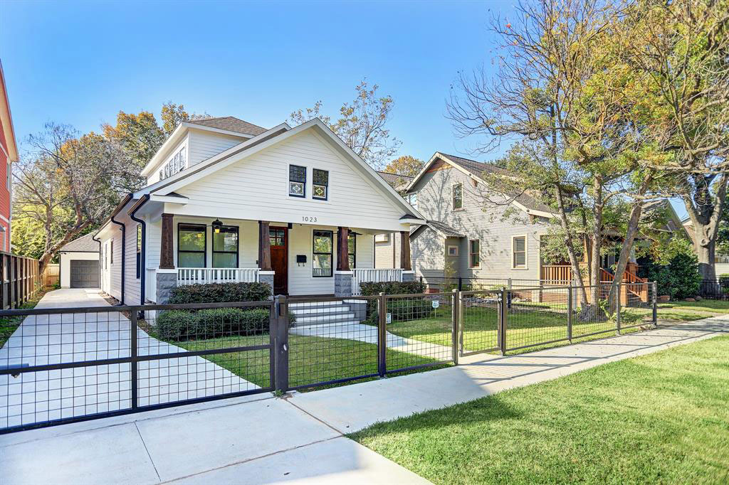 Exterior view of a gut remodel bungalow style home in the heights houston